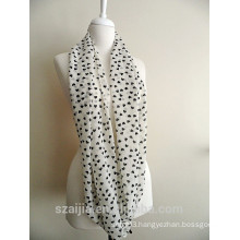 Fashion heart print polyester voile infinity scarf